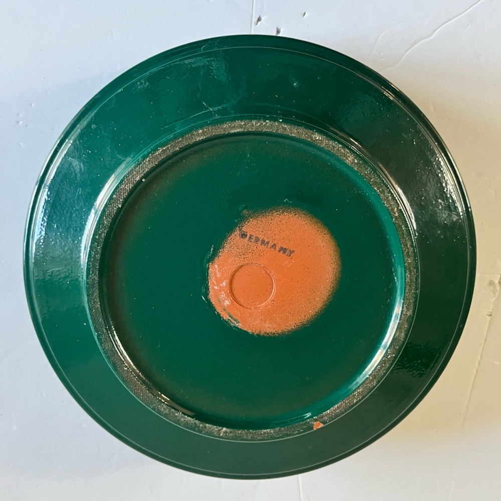 Vintage Made in Germany Green Glazed Ceramic Bowl – Ribbed Terracotta - Picture 5 of 8